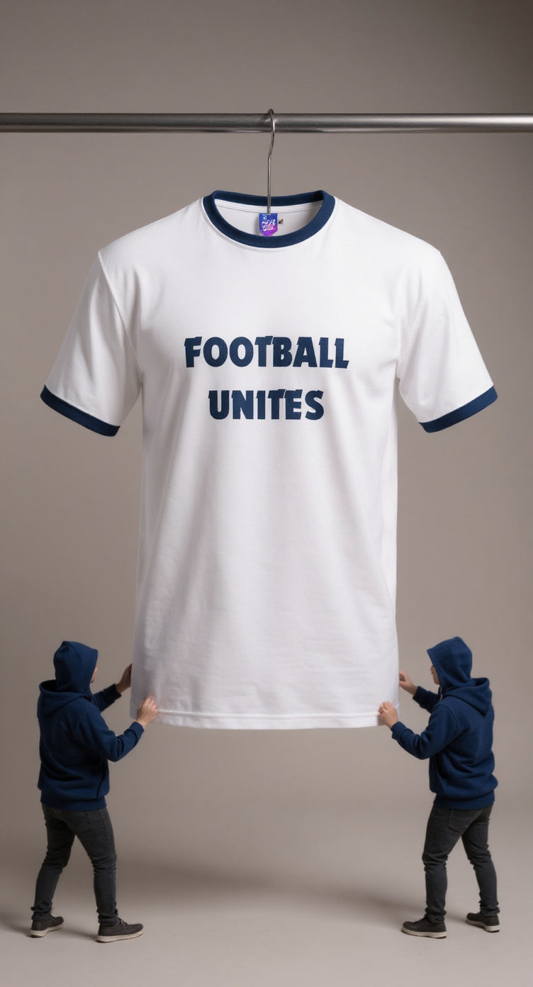 White t-shirt with 'FOOTBALL UNITES'