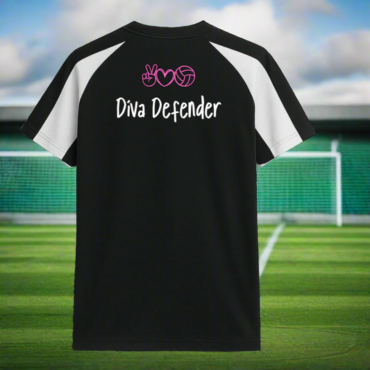 black and white football kit with empowering slogan